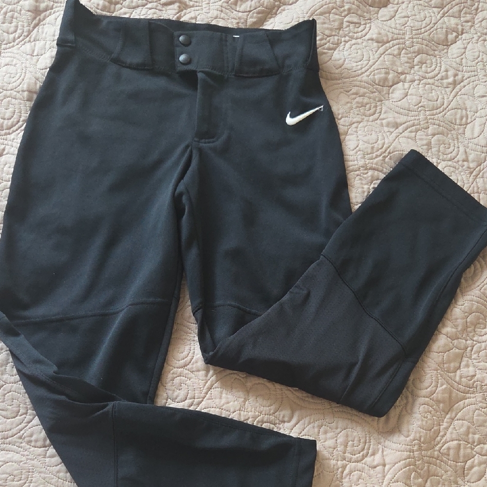 Nike Kids Black Leggings with White Swoosh